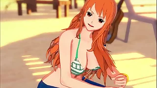 Nami gives you the handjob of your life on the beach JOI - One Piece